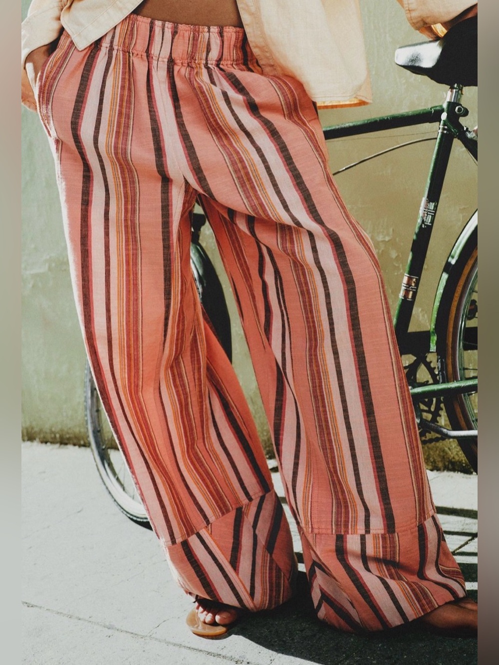 Free People Days End Striped Linen Blend pull-on pants